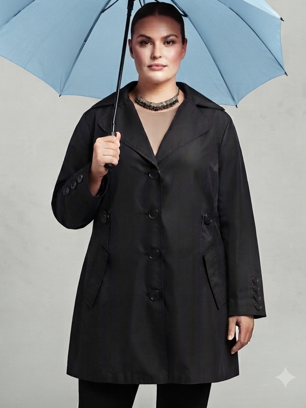 JOUJOU Black Single Breasted Trench Coat size 2X